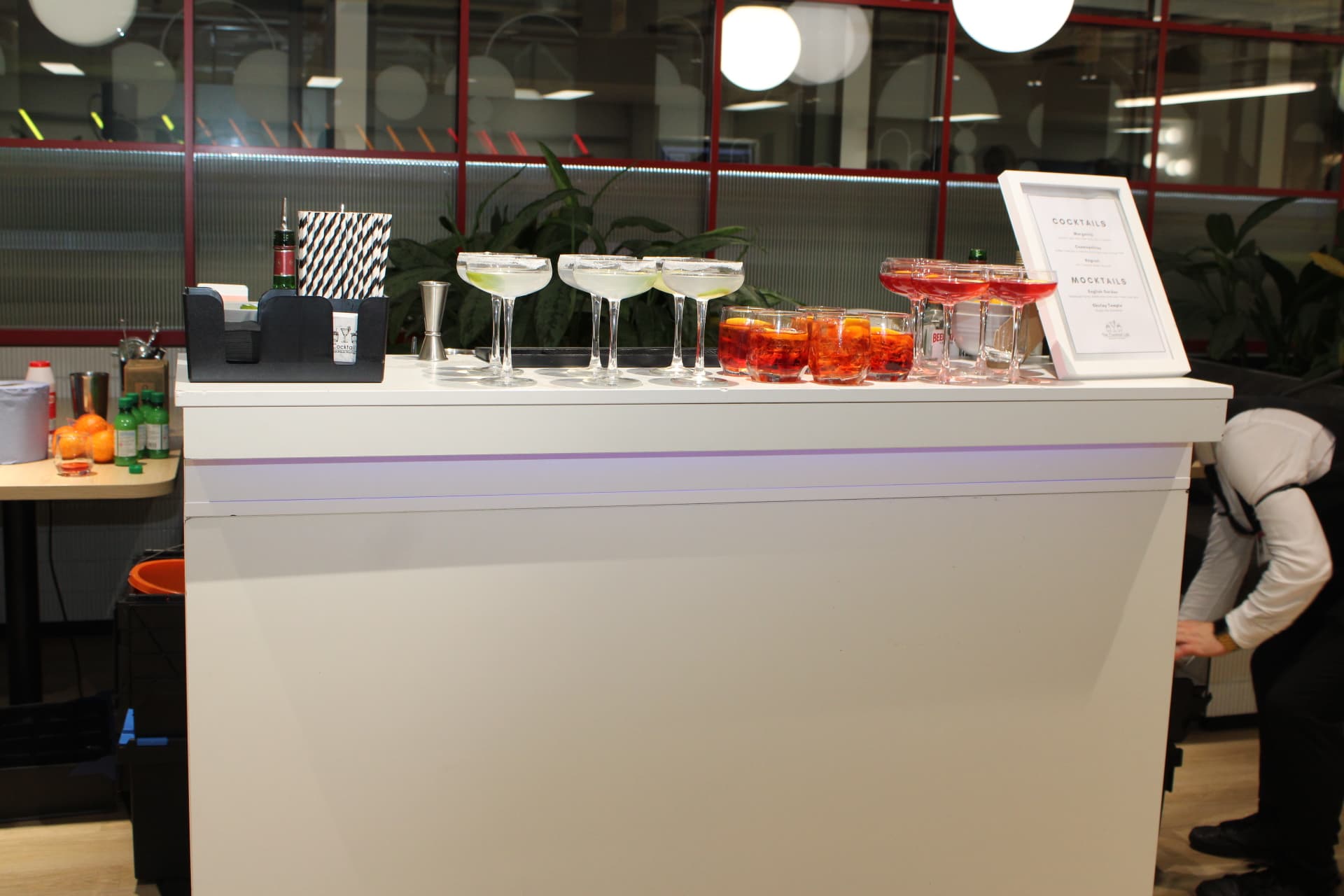 Multicolour LED White Mobile Cocktail Bar Hire
