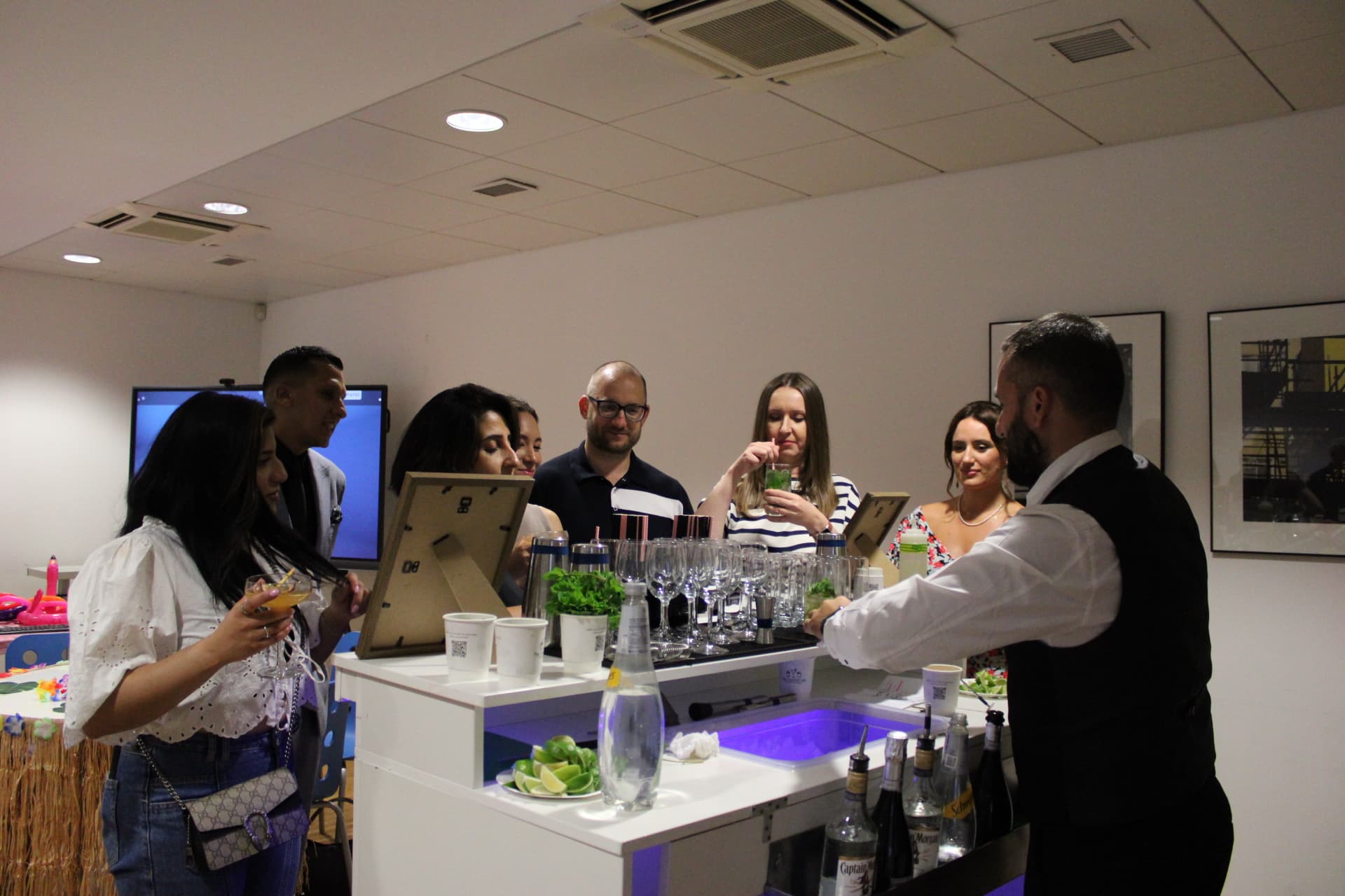 Multicolour LED White Mobile Cocktail Bar Hire