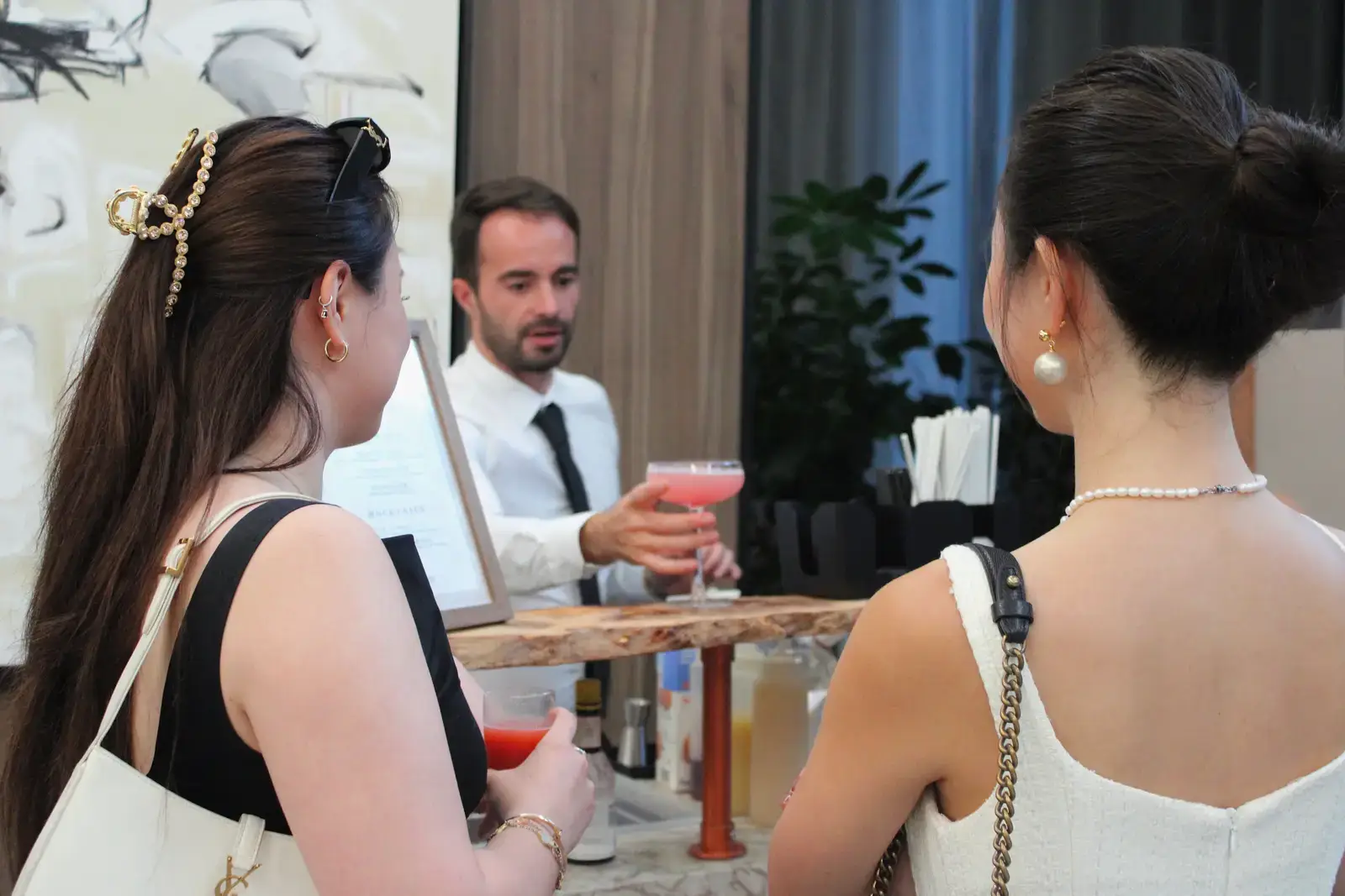 Pink themed baby shower cocktail celebration with mobile bar hire service in London