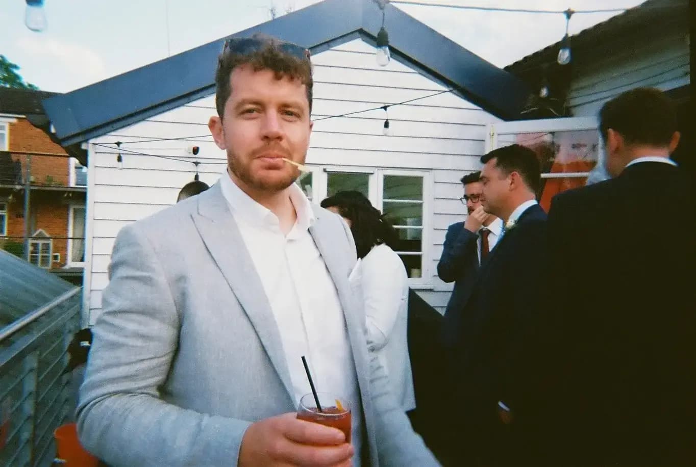 Outdoor garden wedding cocktail service with professional mobile bar hire in London