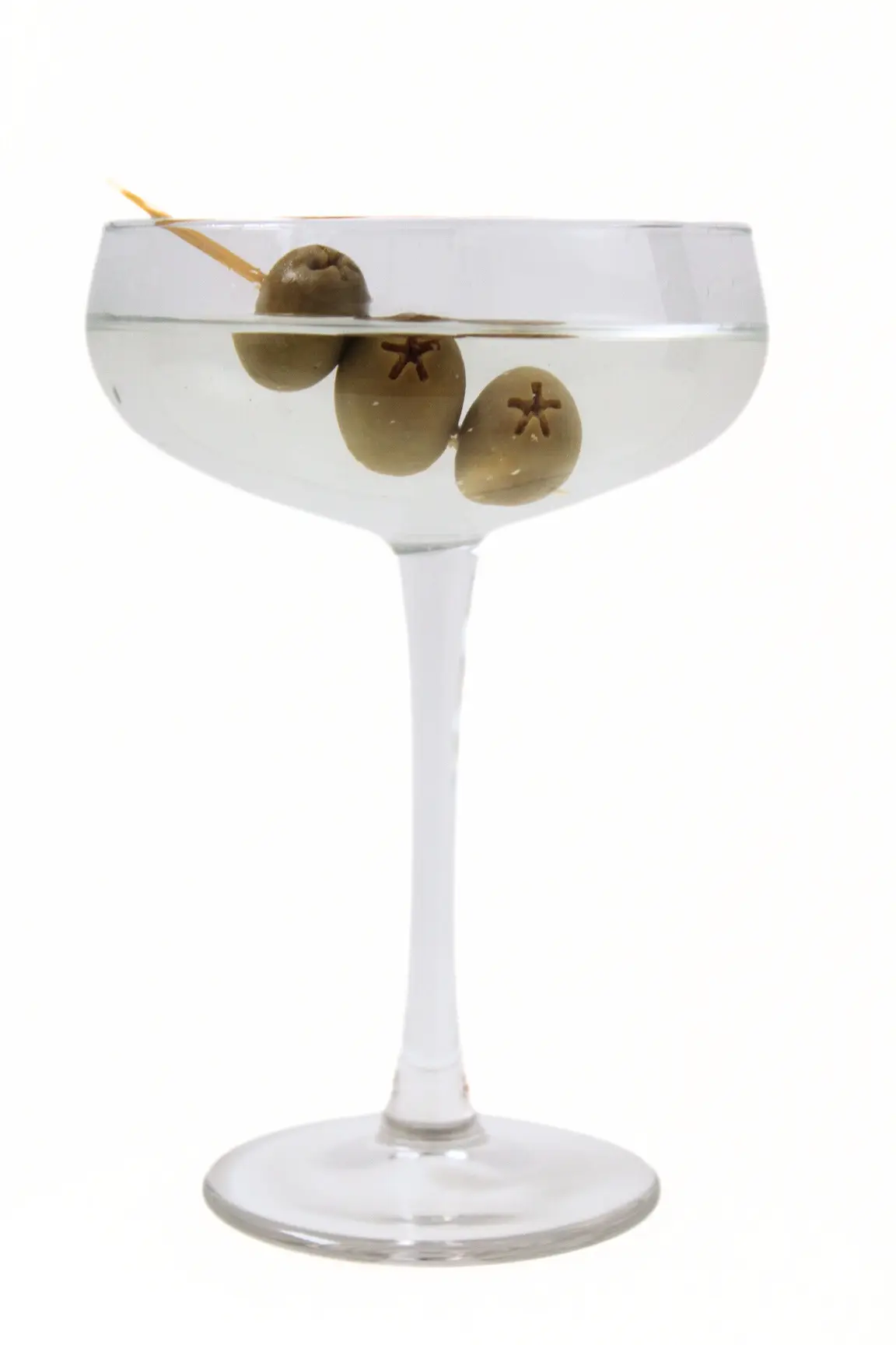 Vodka Martini cocktail served ice-cold with olives