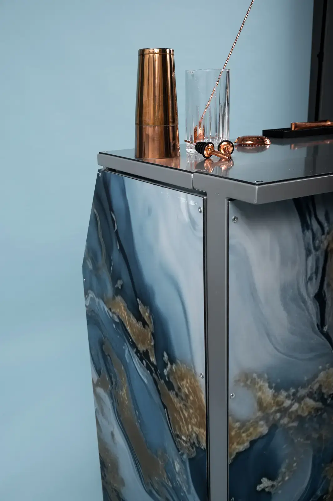 Elegant marble bar hire London LED lighting