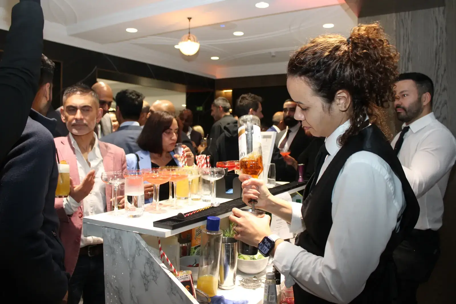 Elegant Italian marble bar celebrating milestone 50th birthday in London