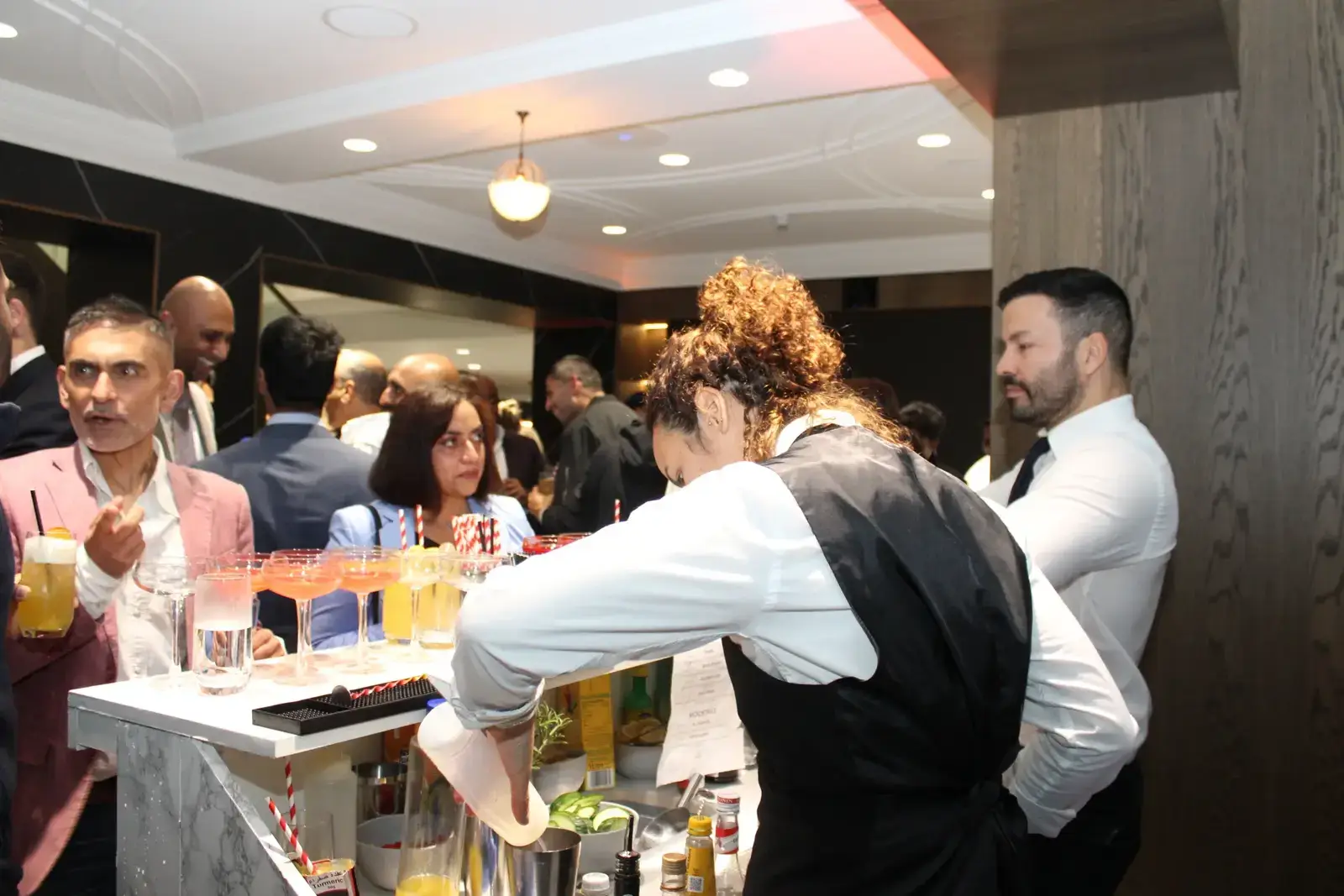 Premium marble cocktail bar serving corporate clients in Canary Wharf London