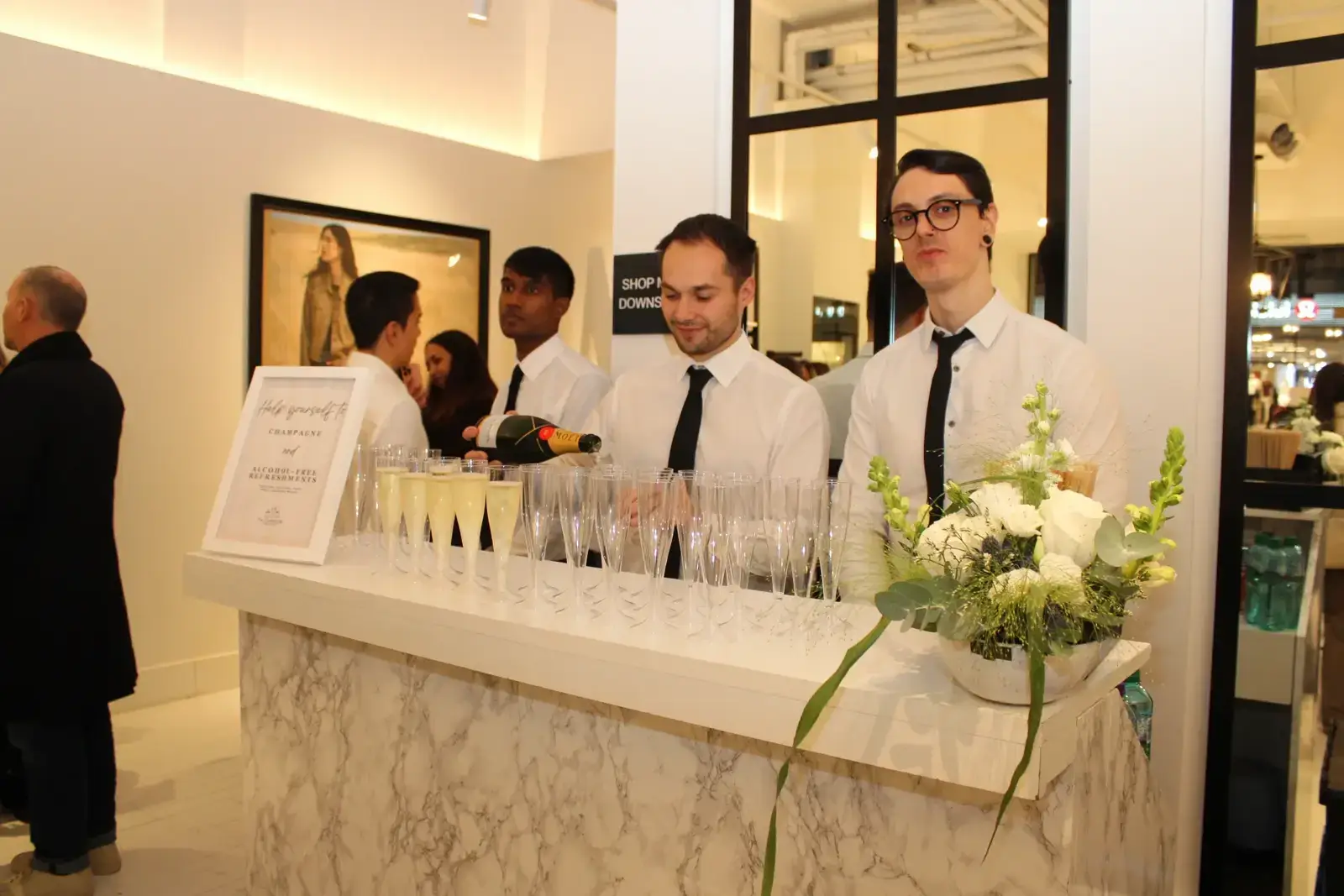 Sophisticated Italian marble bar at exclusive Chelsea Flower Show event