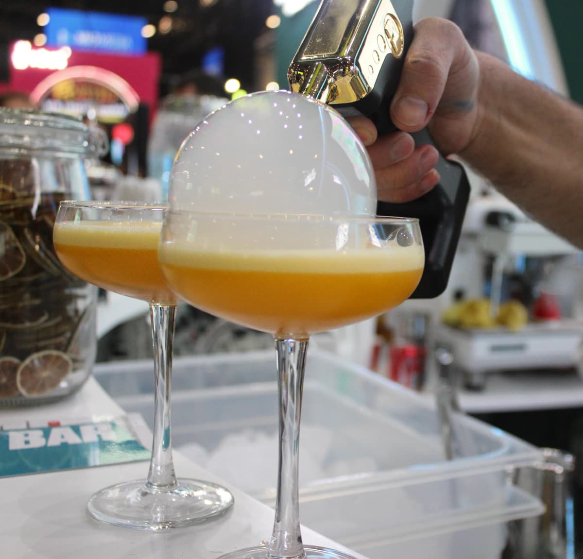 Molecular cocktail bar hire London Expleo product launch dry ice