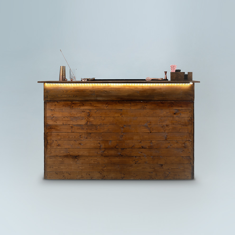 Rustic LED 2m Mobile Cocktail Bar Hire